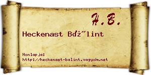Heckenast Bálint névjegykártya